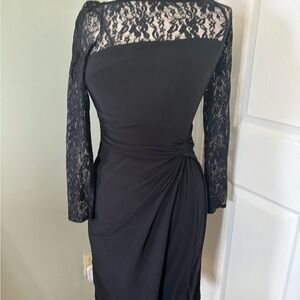 Elegant Black Lace Sleeve Dress